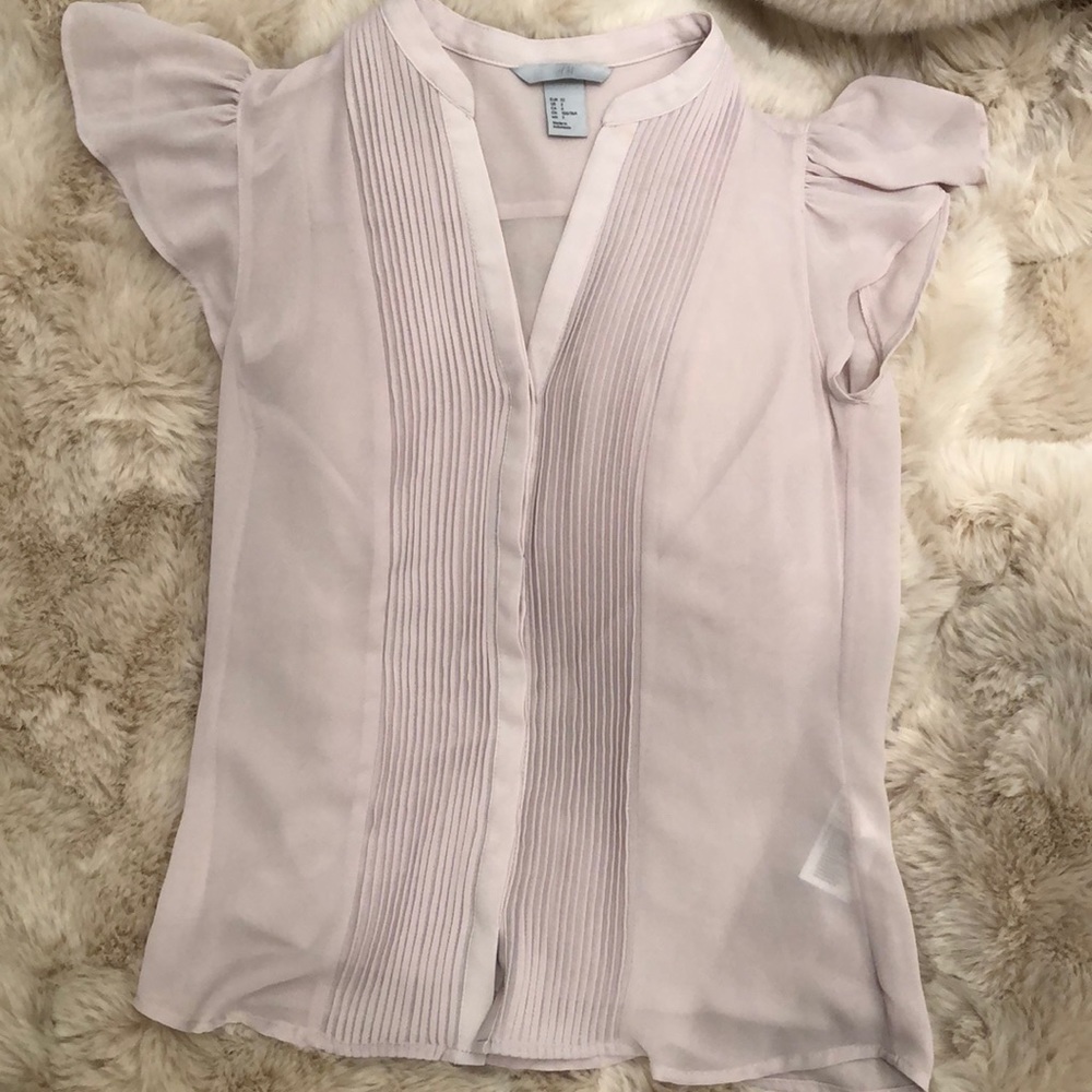 Blush Flutter Sleeve Blouse